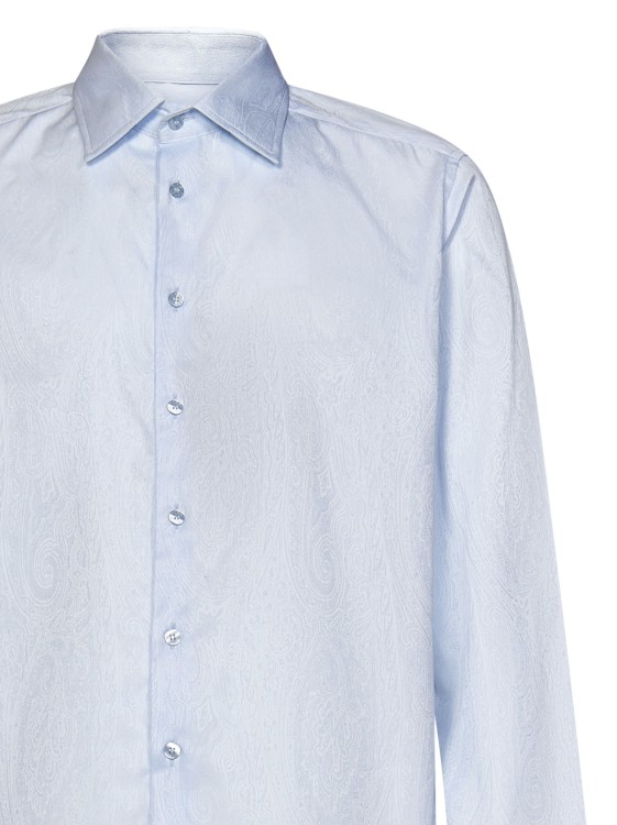 Shop Etro Long-sleeved Shirt In Light Blue Cotton In White