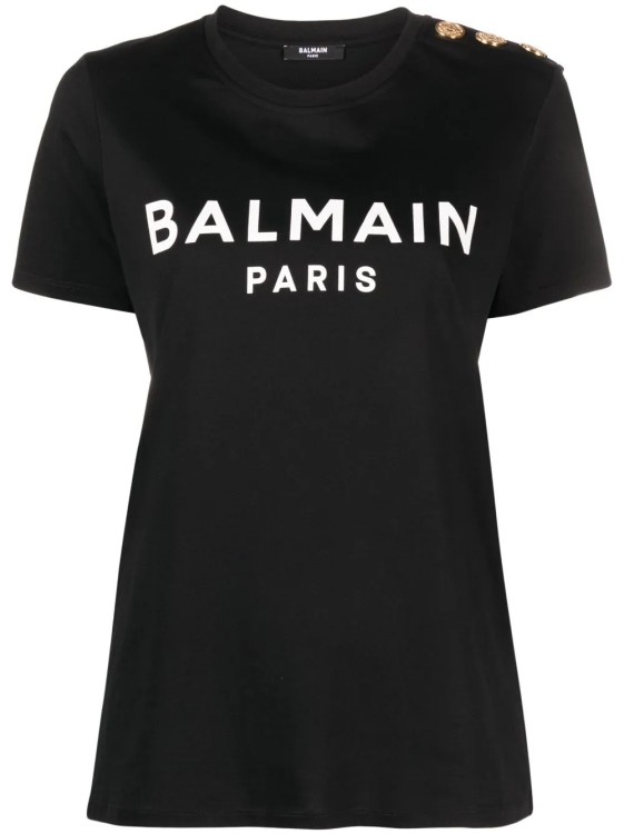 Shop Balmain T -shirt Paris Logo Print Black