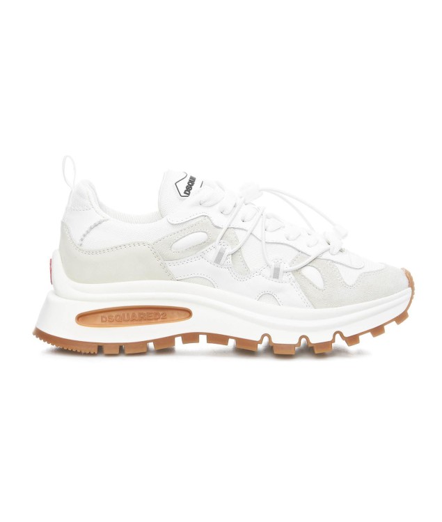 DSquared² Run Sneakers In Suede And Gray And Pink Fabric in White