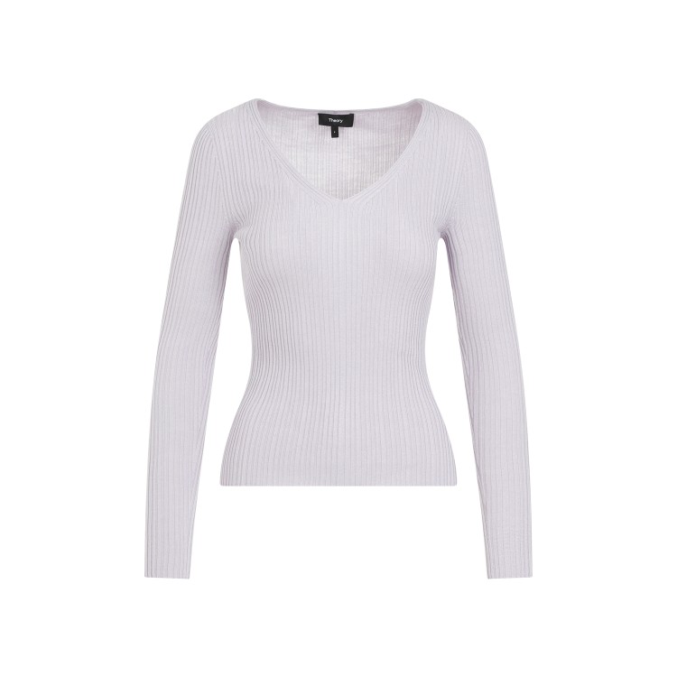 Shop Theory Open V Lilac Viscose-wool Pullover In White