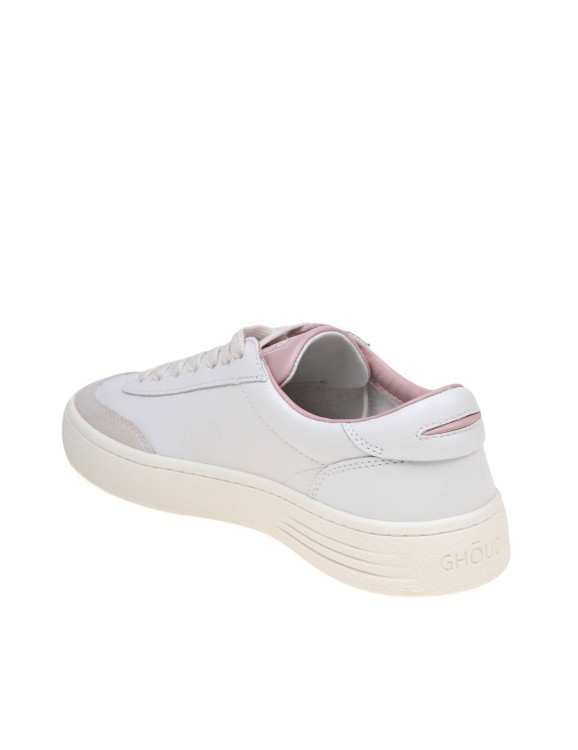 Shop Ghoud Lido Low Sneakers In White/pink Leather And Suede