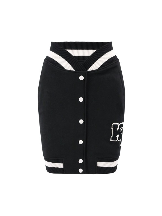Shop Karl Lagerfeld Varsity Organic Cotton Skirt In Black