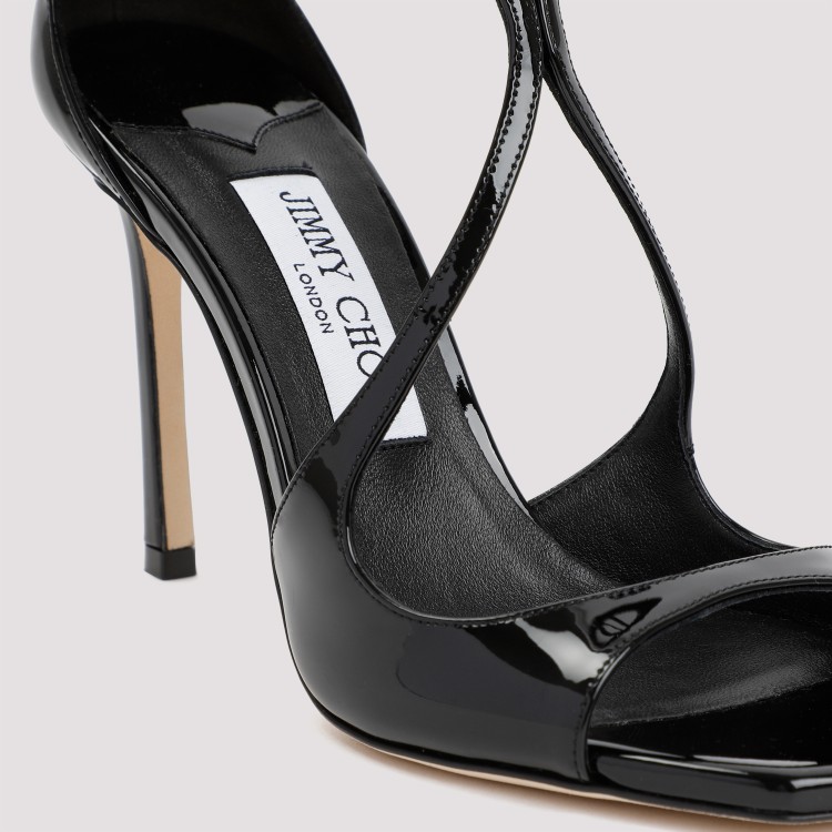 Jimmy Choo Womens Black Azia 110 Strappy Patent Leather Sandals In Black