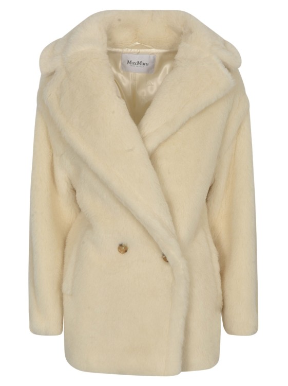 Shop Max Mara White Alpaca Wool-blend Coat In Neutrals