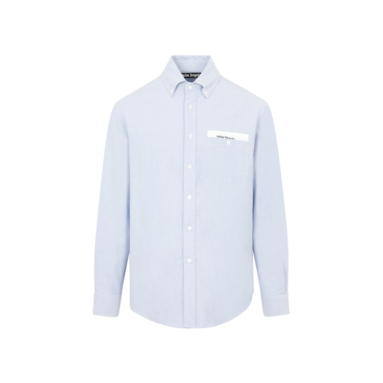 Palm Angels Light Blue Sartorial Tape Shirt In White