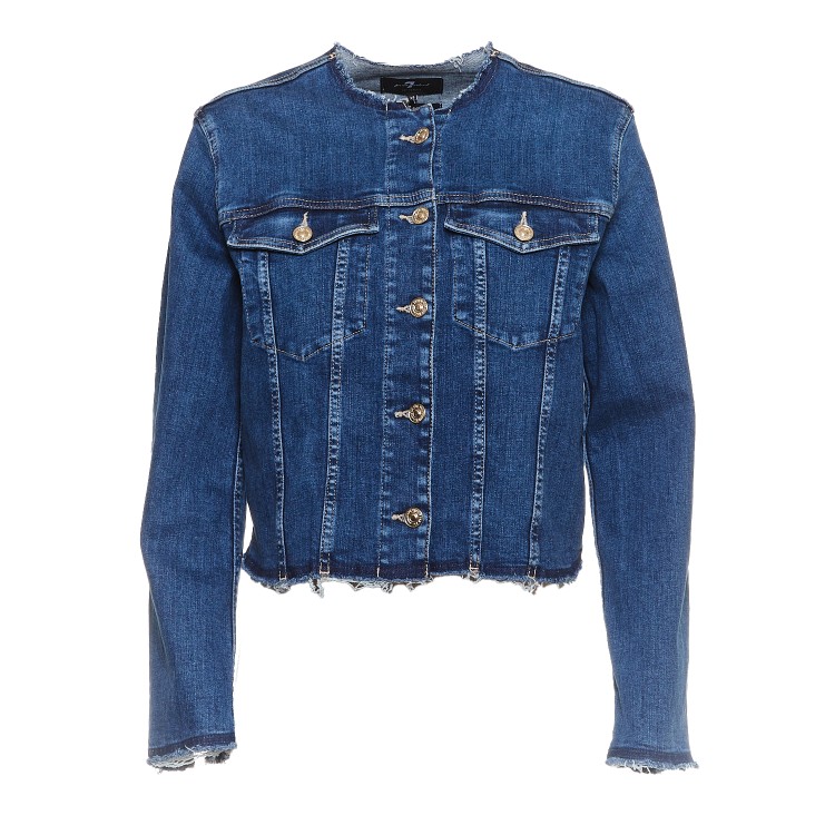 7 For All Mankind Koko Slim Illusion Saturday Denim Jacket In Blue