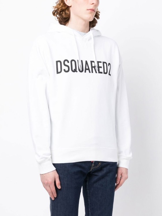 Shop Dsquared2 Logo-print Cotton Hoodie In White