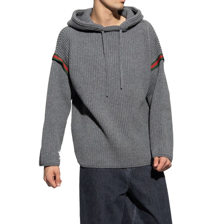 Shop Gucci Wool Zipped Sweatshirt In Grey