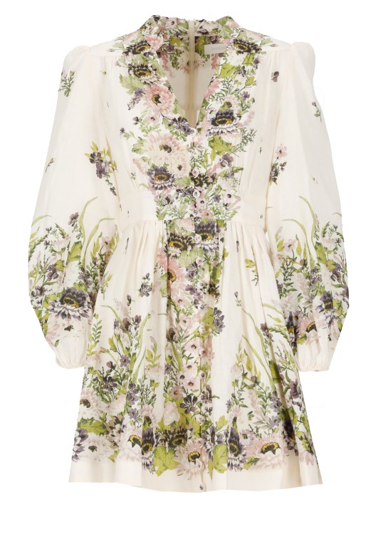 Shop Zimmermann Halliday Plunge Dress In Neutrals