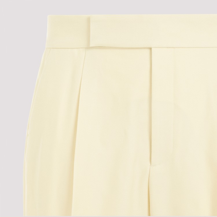 Fear Of God Single Pleat Tapered Cream Wool Trousers In Yellow