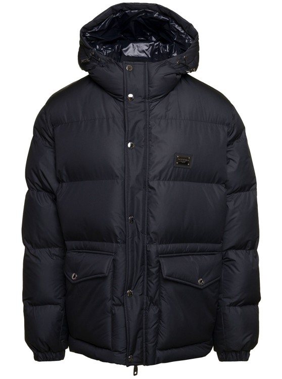 Shop Dolce & Gabbana Black Down Jacket  With Patch Pockets At The Front In Polyester