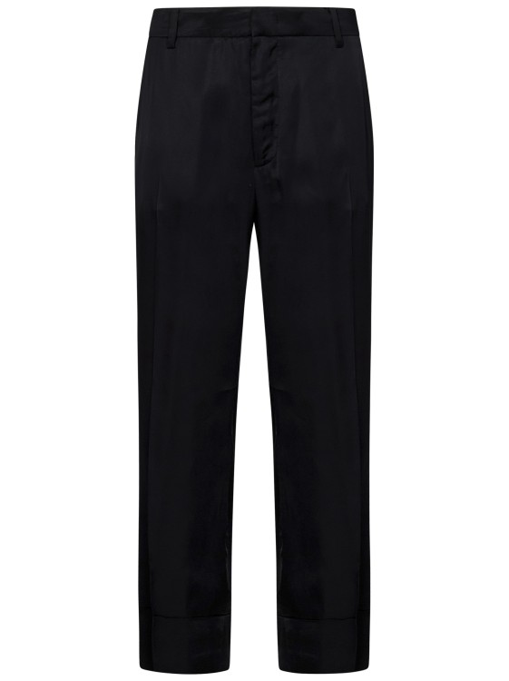 N°21 Cropped Black Viscose Satin Trouser