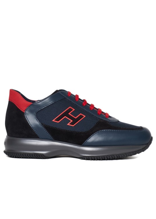 Hogan Blue Leather And Technical Fabric Interactive Sneakers