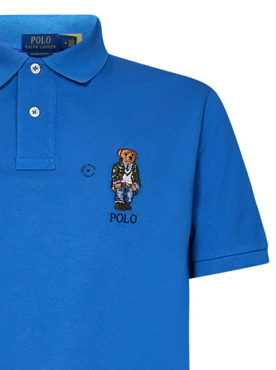 Shop Polo Ralph Lauren New Englnd Blue Cotton Piqué Polo