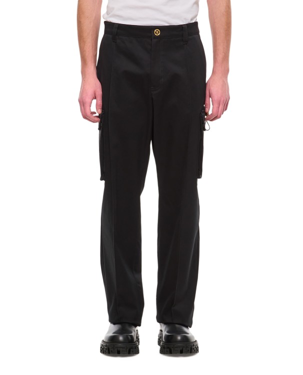 Shop Versace Cargo Pant Cotton Drill Fabric In Black