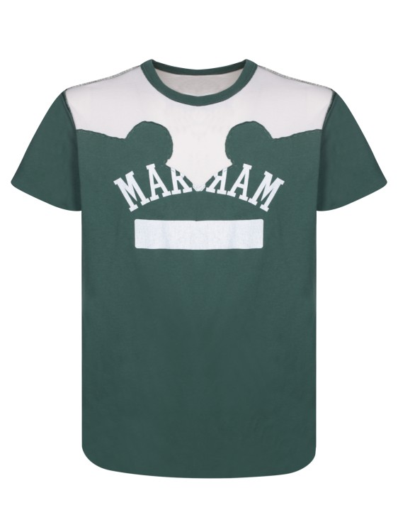 Shop Maison Margiela Green Cotton T-shirt With Logo Print
