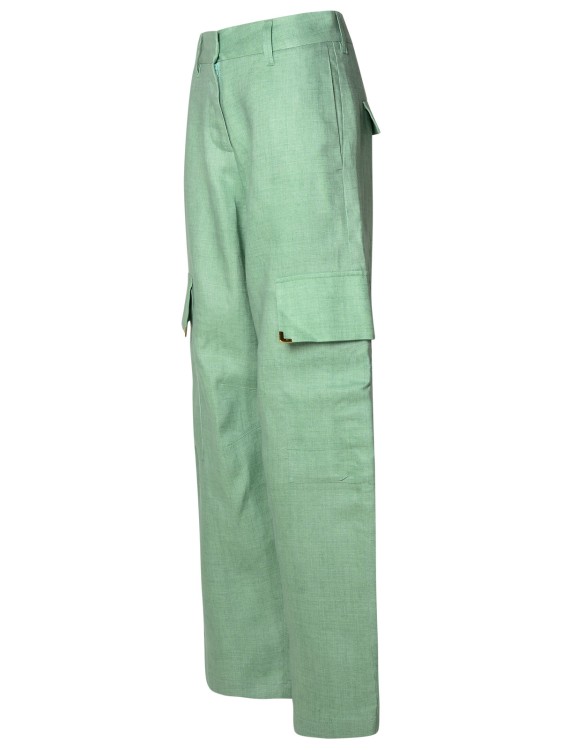 Shop Palm Angels Cargo Pants In Green Linen