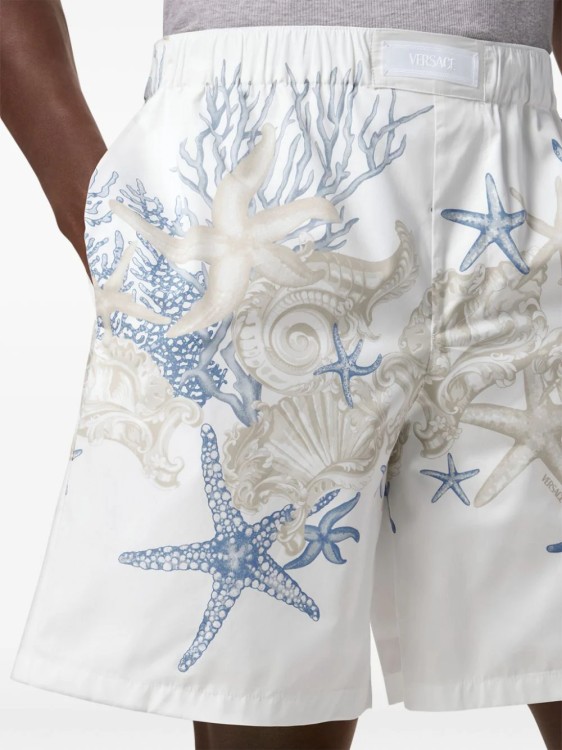 Shop Versace White Barocco Sea-print Shorts