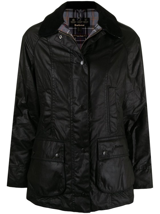 Barbour Black Cotton Classic Beadnell Waxed Jacket