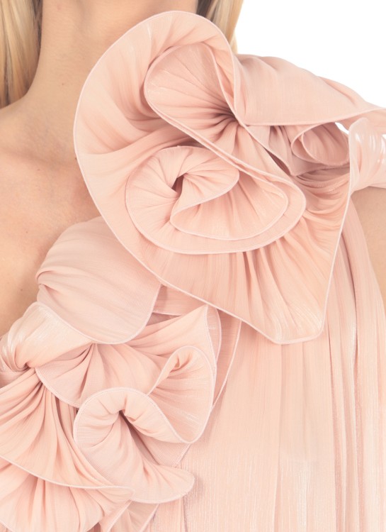 Shop Costalleros Pink Costarellos Georgette One-shoulder Dress