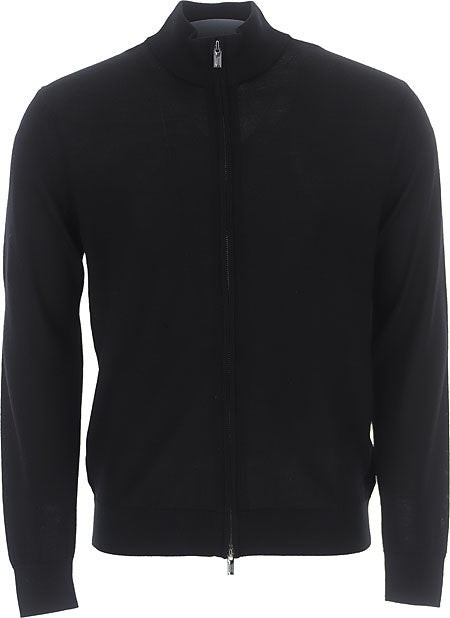 Shop Emporio Armani Black Knit Zip-up Sweater