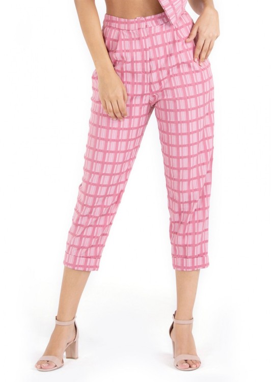Shop Selmacilek Pink Plaid Pants