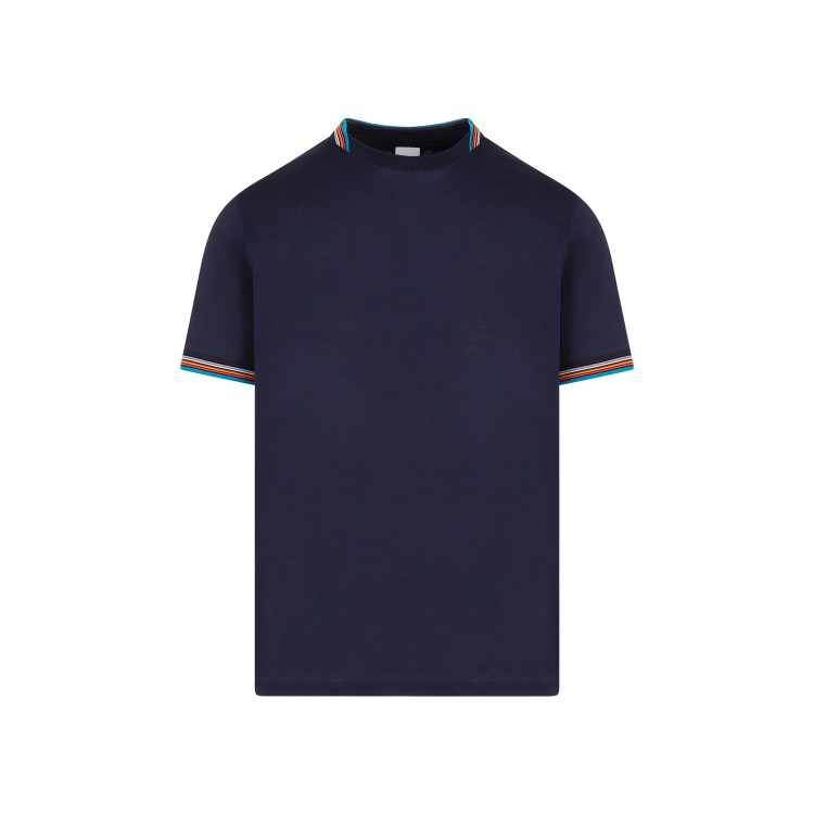 Shop Paul Smith Righe Navy Cotton T-shirt In Blue