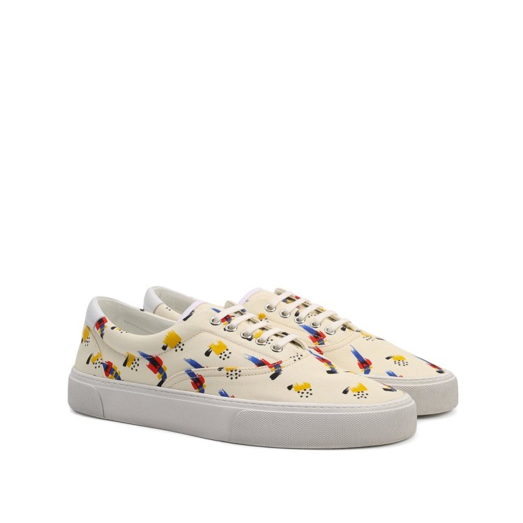 Saint Laurent Canvas And Leather Sneakers In White