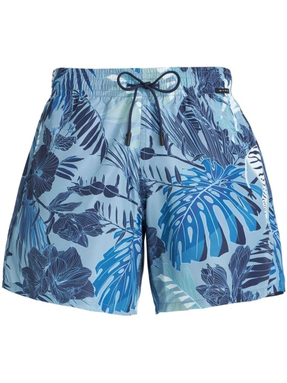 Etro Multicolored Polyester Beach Shorts In Blue