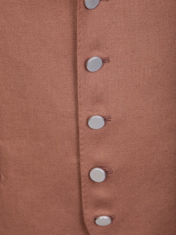 Shop Tagliatore Brown Linen Waistcoat