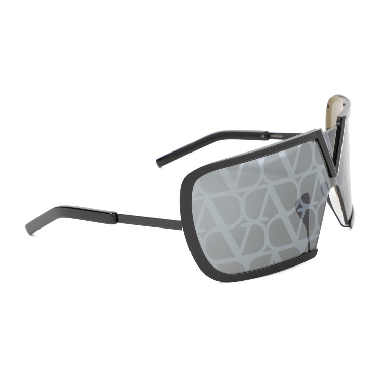 Shop Valentino Romask Monogram Pattern Black Iron Metal Sunglasses