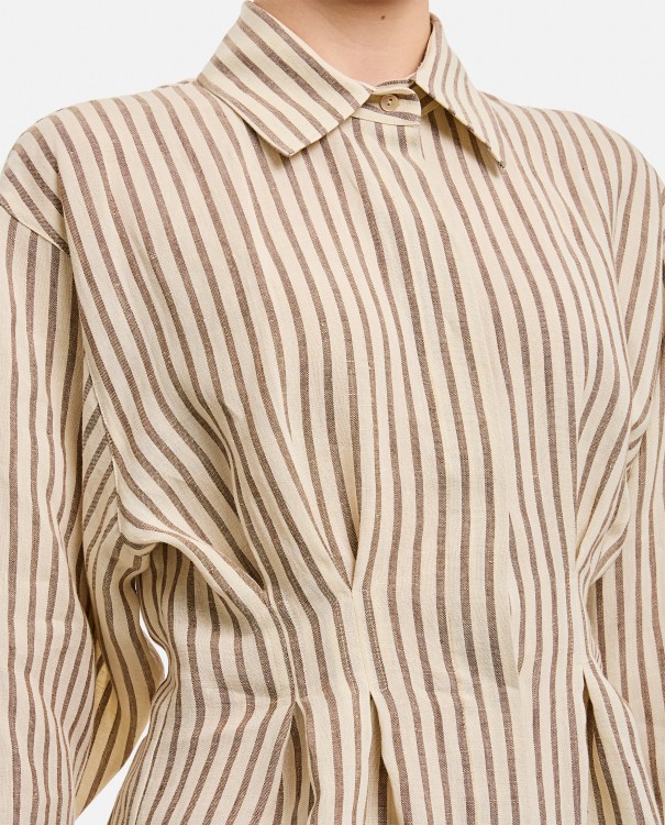 Shop Max Mara Eritrea Striped Linen Shirt In Neutrals