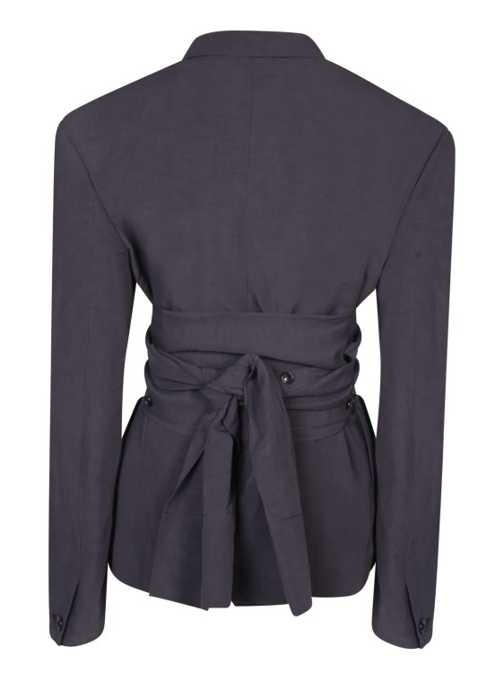 Shop Quira Belted Wrap Jacket In Textured Fabric In Blue