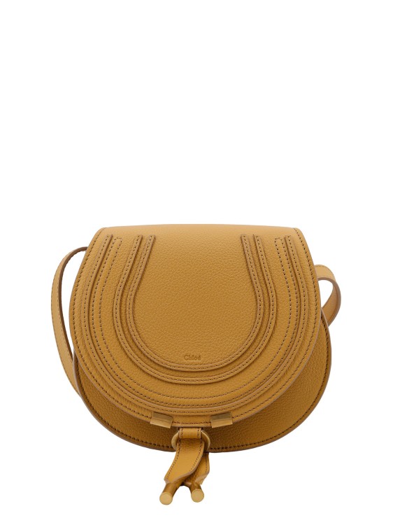 Chloé Marcie Small Leather Shoulder Bag With Logo Engraving In Brown