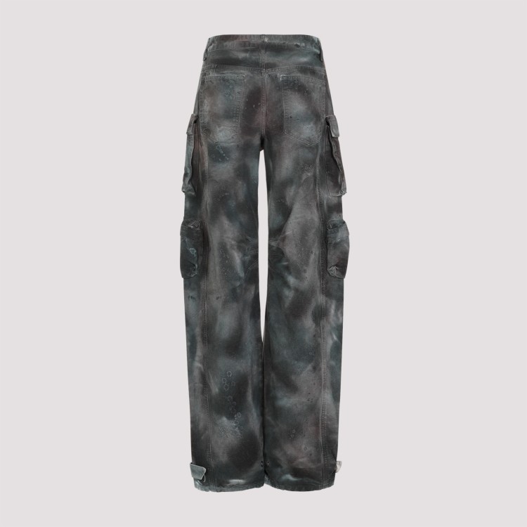 Shop Attico Stained Green Camouflage Fern Long Pants In Grey
