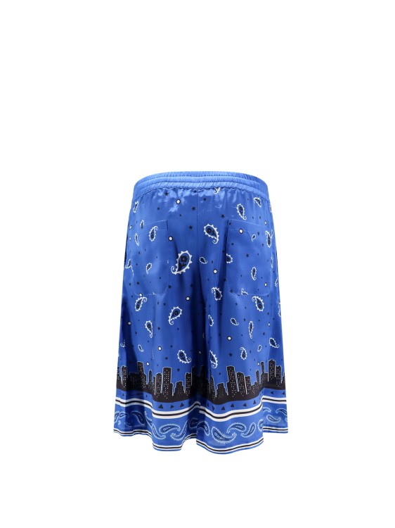 Shop Off-white Sustainable Viscose Bermuda Shorts With Bandana Print In Blue