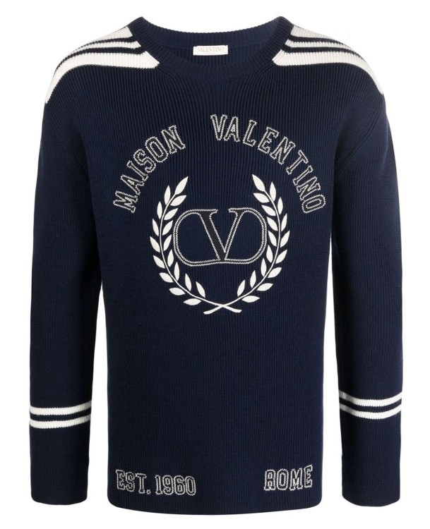 Shop Valentino Wool Logo Sweater In Black