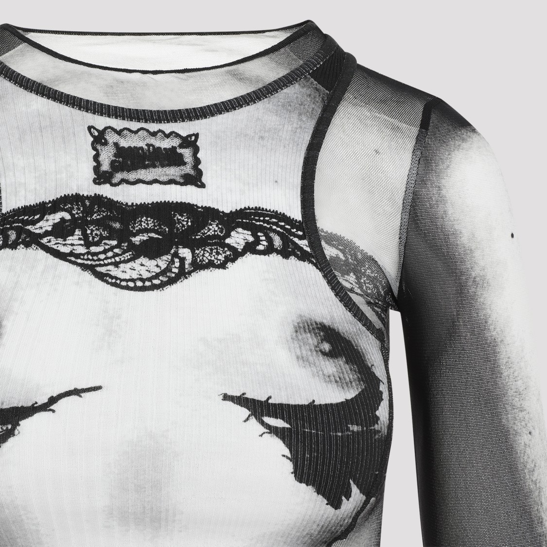 Jean Paul Gaultier Body Lace Mariniere Top In Multi