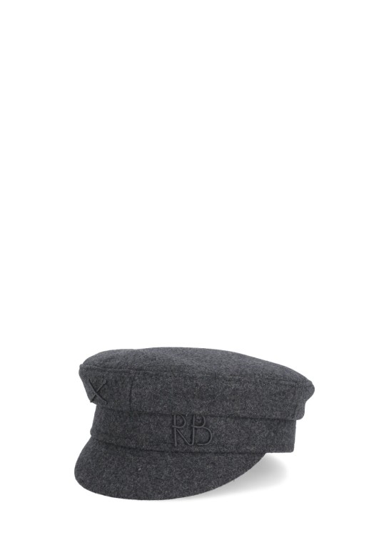 Ruslan Baginskiy Monogram-embroidered Baker Boy Cap In Grey