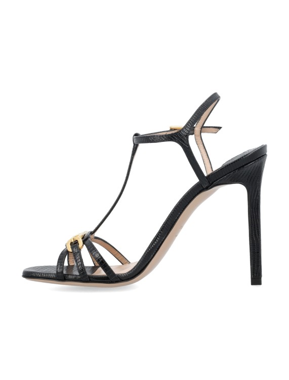 Tom Ford Embellished Lizard-effect Leather Sandals In Black