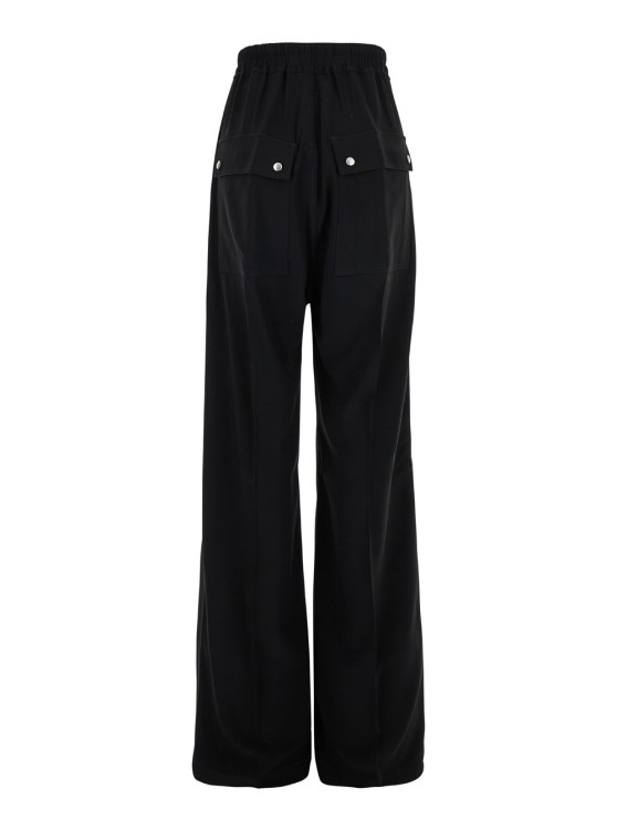 Shop Rick Owens Black Wide Pants With Oversized Drawstring In Jersey