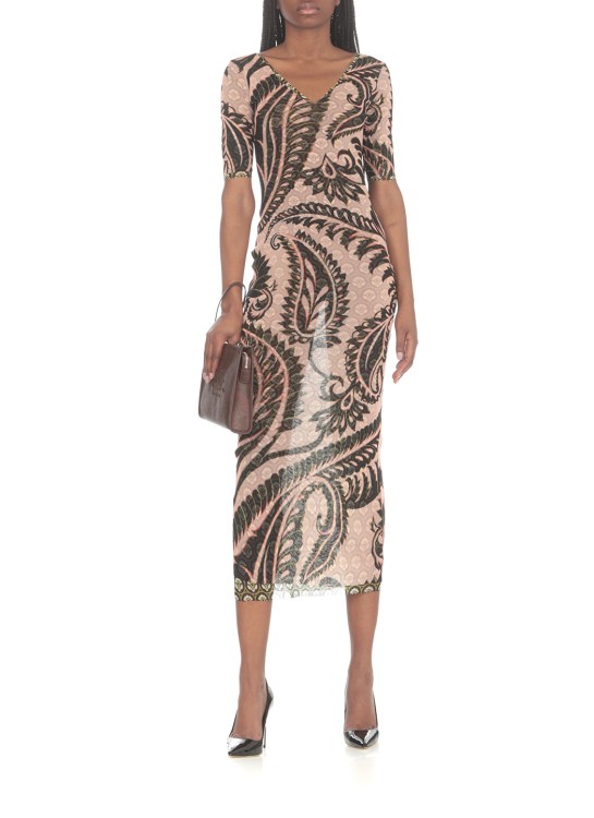 Shop Etro Tulle Dress In Brown