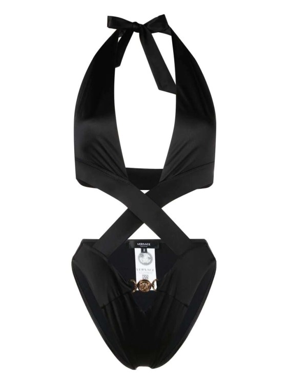 Shop Versace Medusa Tie-fastening One-piece In Black