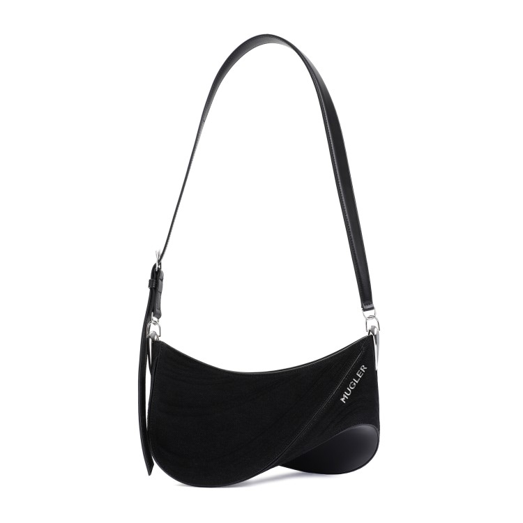 Shop Mugler Black Cotton Curve Bag In White