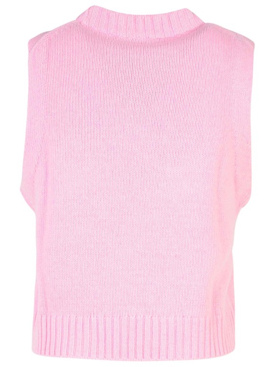Shop Ganni Pink Wool Myth Vest