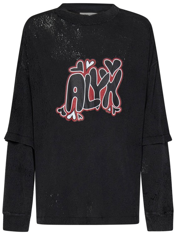 Shop Alyx Oversized Unisex Printed Long Sleeves T-shirt In Black