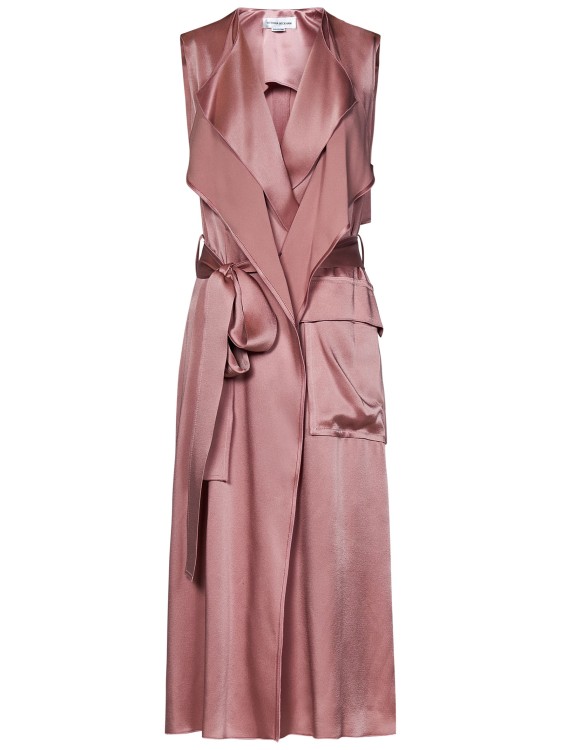 Shop Victoria Beckham Satin Trench Dress In Pink