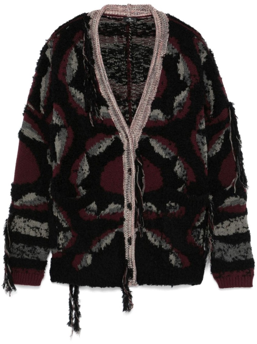 Shop Etro Multicolour Knitwear Sweater With Unique Pattern In Black