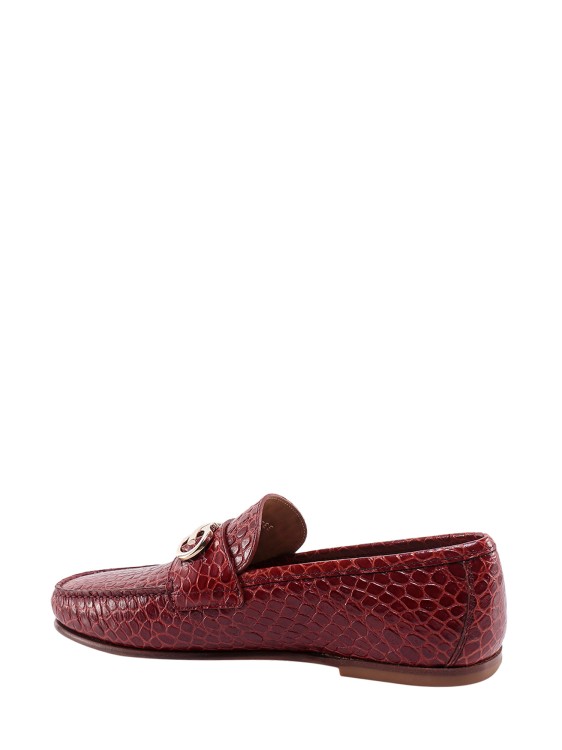 Shop Ferragamo Leather Loafer With Animalier Effect In Red