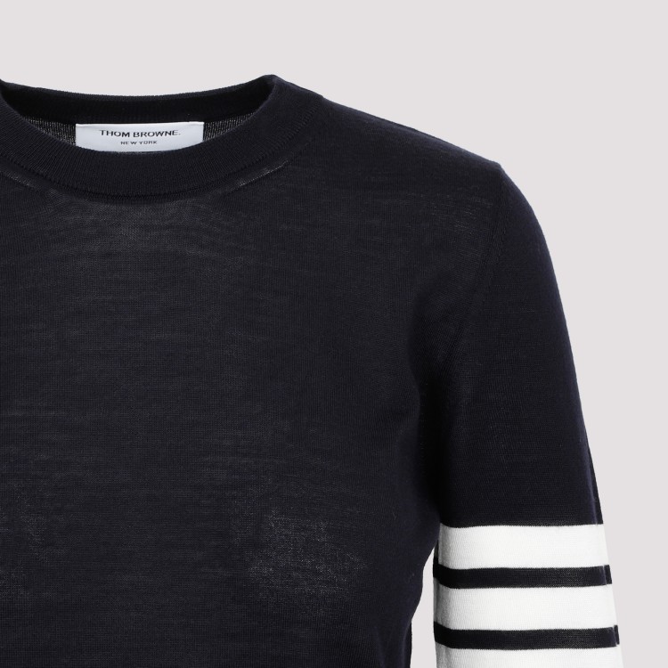 Shop Thom Browne Navy Wool Sweater In Blue